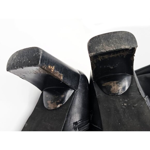 Women’s Black Leather Upper Knee-High Boots Size 8.5M Block Heel Side Zip - Picture 6 of 12